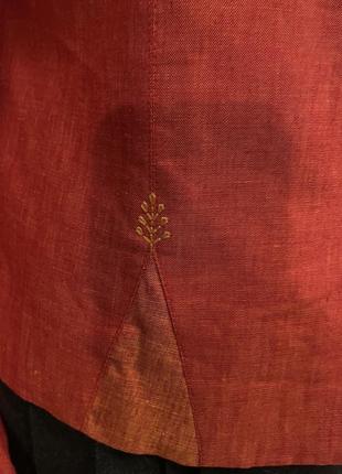 Австрія вінтажних лляний жакет піджак кардиган з льону яскравого кольору з вишивкою етно стиль етнічний одяг5 фото