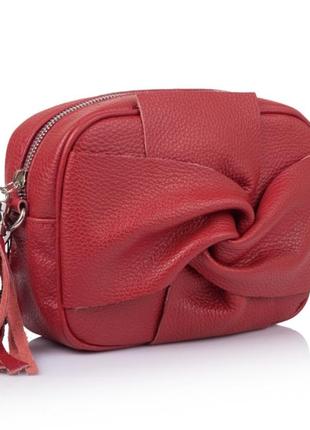 Шкіряна жіноча сумка красная кожаная сумка сумка из натуральной кожи италия