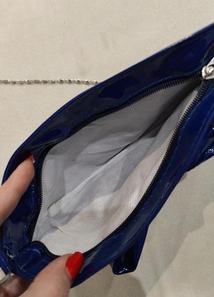 Синяя лаковая сумка сумочка кошелек клатч бант2 фото