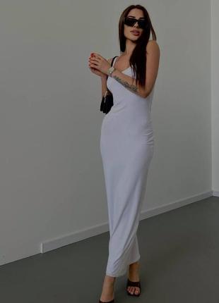 Біла жіноча літня облягаюча сукня максі жіноча довга сукня по фігурі віскоза