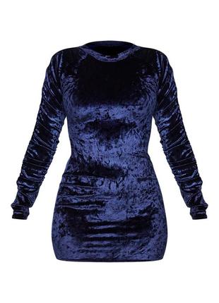 Темно-синя оксамитова сукня prettylittlething5 фото