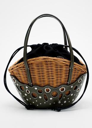 Плетеная сумка корзина комбинированная zara new1 фото