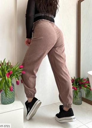 Стильные повседневные женские брюки из вельвета на резинке джоггеры для прогулок большие размеры 46-562 фото