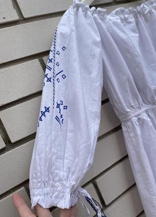 Вышиванка,блуза,рубаха с открытыми плечами в этно стиле,хлопок6 фото