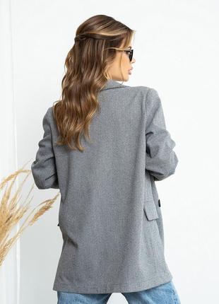 Сірий вовняний двобортний піджак, розмір s3 фото
