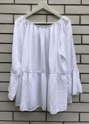 Белая блузка с баской,вышивка,кружево этно,бохо стиль италия3 фото