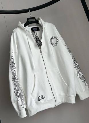 Кофта толстовка оверсайз chrome hearts черная и белая