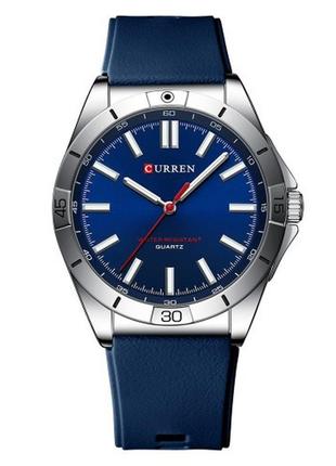 Чоловічий кварцовий наручний годинник curren 8449 silver-blue3 фото