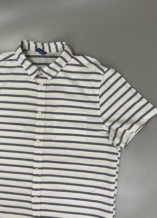 Летняя белая тенниска h&m divided в полоску, полоску, эйчендем дивайдед, шведка, гавайка, рубашка короткий рукав, легкая, пляжная