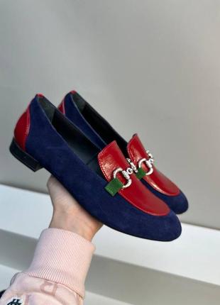 Эксклюзивные туфли лоферы из натуральной итальянской кожи и замши женские2 фото