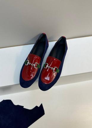 Эксклюзивные туфли лоферы из натуральной итальянской кожи и замши женские5 фото
