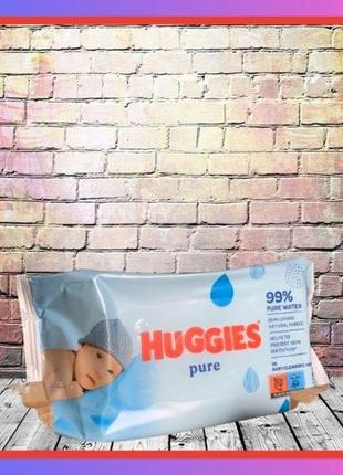 Дитячі вологі серветки huggies pure 56 шт.