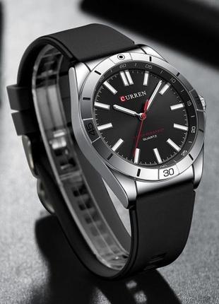 Мужские кварцевые наручные часы curren 8449 silver-black1 фото