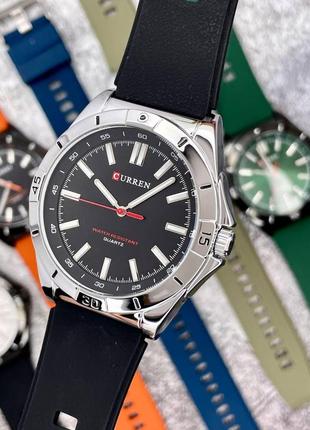 Чоловічий кварцовий наручний годинник curren 8449 silver-black3 фото