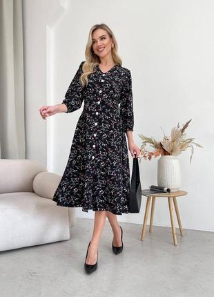 Платье приталенное на пуговицах миди 42-52 р-р