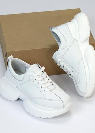 Кожаные кроссовки с объемной подошвой 36-40 кроссовки жеэнсий кожа белое чёрное7 фото