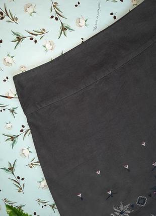 🌿1+1=3 брендовая юбка микровельвет с вышивкой laura ashley, размер 48 - 505 фото