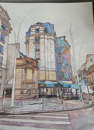 Картина архітектури акварель ручної роботи