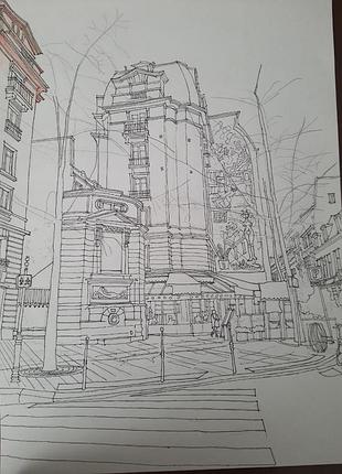 Картина архітектури акварель ручної роботи