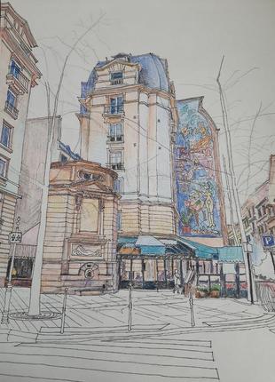 Картина архітектури акварель ручної роботи