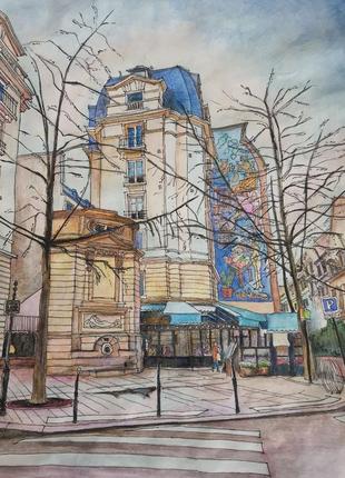 Картина архітектури акварель ручної роботи