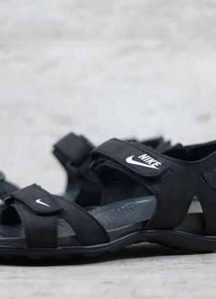 Летние босоножки мужские кожаные брендовые повседневные черные / сандали мужские кожа