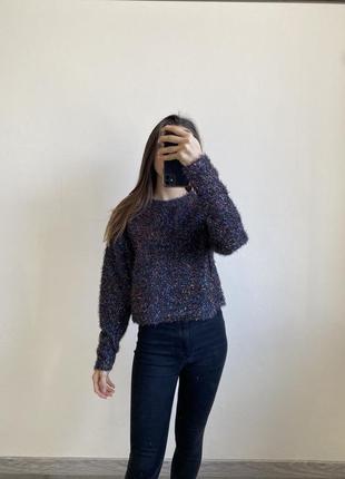 Сяючий джемпер premium h&m темно-синій кольоровий з люрексом