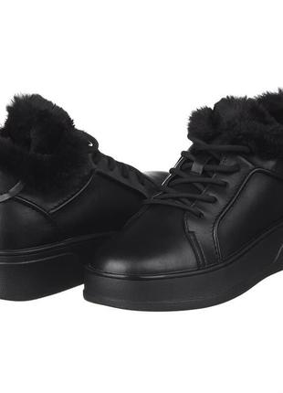 Женские черные кожаные ботинки plps 10011