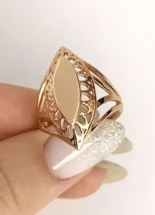 Красивое резьбовое кольцо позолота 18к. размер 18.19.20.21. (медицинское золото)