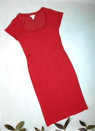 🌿1+1=3 красное платье-миди по фигуре в утяжеление heine, размер 48-50