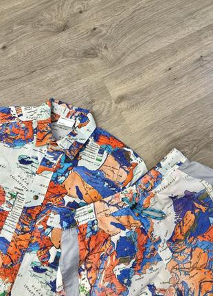 Костюм комплект шорти-плавки + сорочка шведка у географічний принт