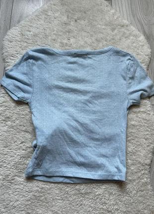 Топ футболка візерунок на запах блакитний4 фото