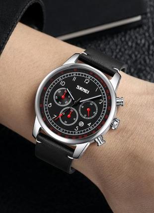 Чоловічий наручний годинник skmei 9318 bkbk. усі стрілки  хронографа працюют3 фото