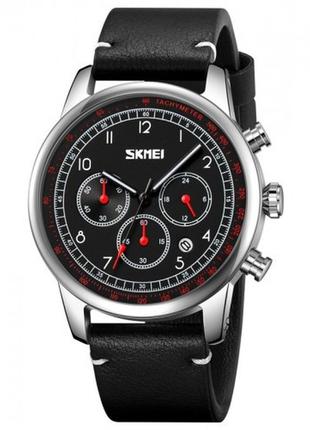 Чоловічий наручний годинник skmei 9318 bkbk. усі стрілки  хронографа працюют2 фото