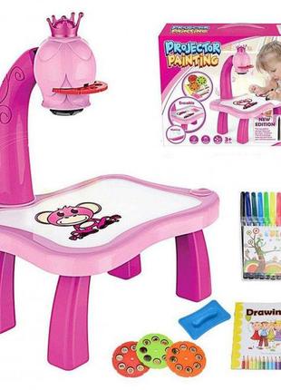 Дитячий стіл проектор для малювання з підсвічуванням projector painting. колір: рожевий3 фото