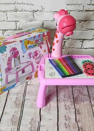 Дитячий стіл проектор для малювання з підсвічуванням projector painting. колір: рожевий7 фото