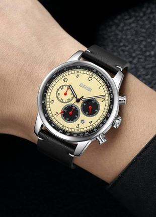 Чоловічий наручний годинник skmei 9318 bebk. усі стрілки  хронографа працюют3 фото