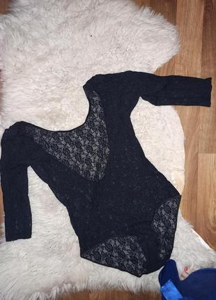 Черный кружевной боди размер с
