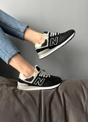 Кроссовки new balance 574 black/white7 фото