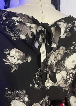 Красивая черная рубашка блуза в объемных цветах с пышными объемными рукавами готический стиль7 фото
