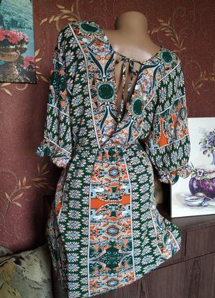 Короткое летнее платье с этническим принтом от shein7 фото