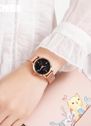 Женские классические наручные часы с металлическим браслетом skmei 1528 rg5 фото