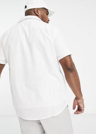 Большая белая полупрозрачная рубашка с миксом льна9 фото