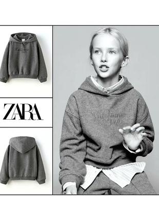 Демисезонное мягкое худи 5-7лет zara с принтом california детское теплое серое свитшот джемпер реглан свитер детский толстовка кофта серая для девочки