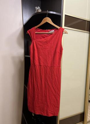 Платье женское стильное элегантное красное нарядное строгое4 фото