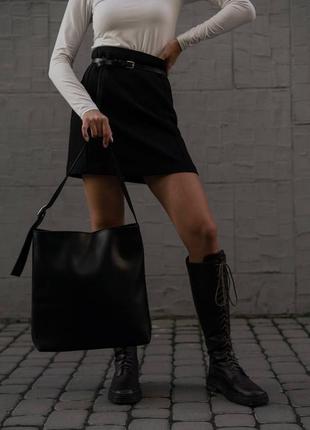 Женская сумка шоппер из кожи, большая, из искусственной кожи, из экокожи, на длинной ручке, квадратная, прямоугольная4 фото