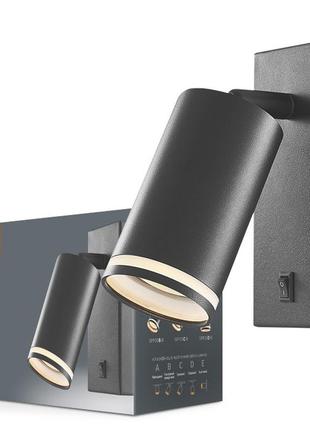 Настенный светильник с кнопкой videx vl-spf05e-b под лампу gu10 поворотный, черный2 фото