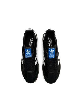 Мужские кожаные кеды adidas originals samba черно белые повседневные кроссовки из натуральной кожи адидас8 фото
