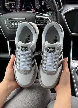 Женские кроссовки adidas originals iniki w white gray black6 фото