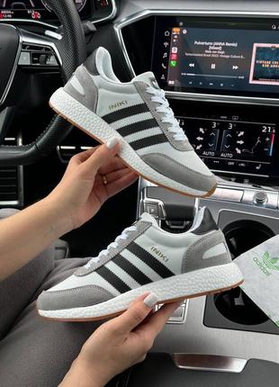 Женские кроссовки adidas originals iniki w white gray black4 фото